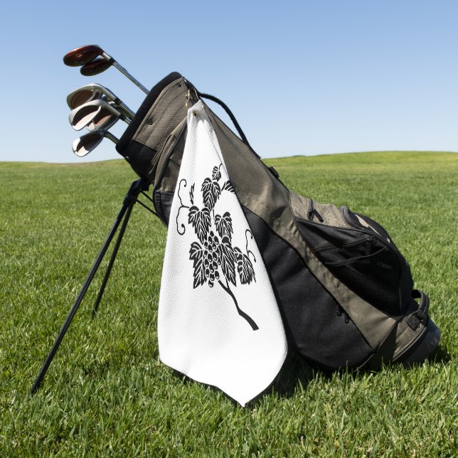 Grape branch pinback button golf towel (Green)