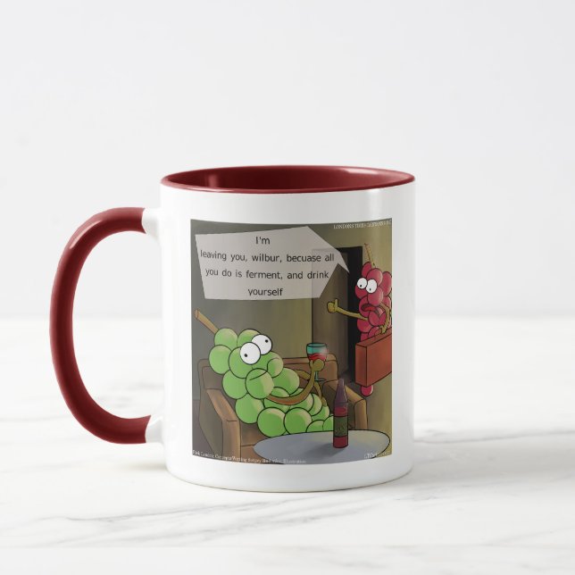 Grape Break-Up Funny Food, Wine & Marriage Comic Mug (Left)