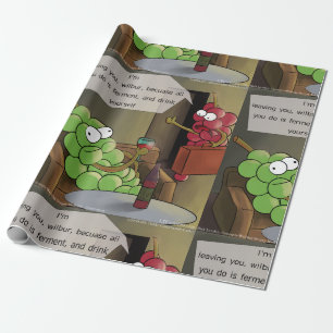 Grape Break-Up Funny Food, Wine & Marriage Comic Wrapping Paper
