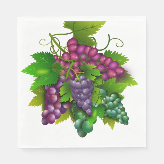 Grape bunch illustration picnic lunch napkin (Front)