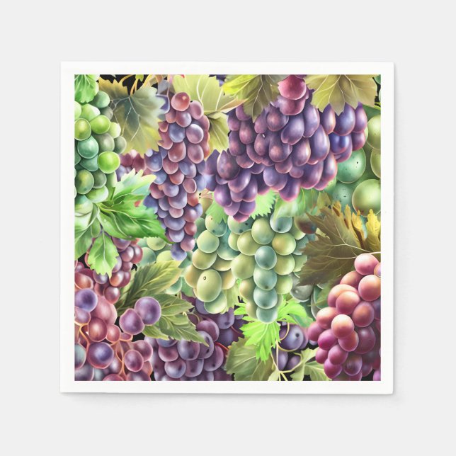 Grape bunches red green vineyard collage decoupage napkin (Front)