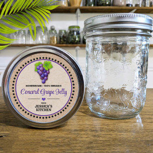 Grape Canning Jar Kraft Paper Style Label