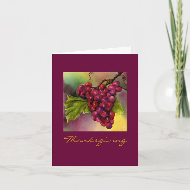 Grape Cluster Thanksgiving Wish Holiday Card (Front)