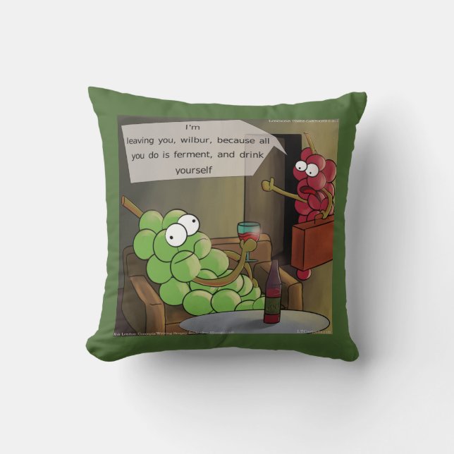 Grape Divorce Funny Cotton Throw Pillow (Front)
