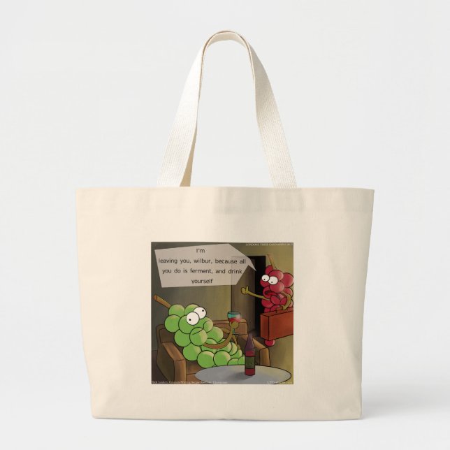 Grape Divorces Funny Large Tote Bag (Front)