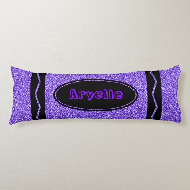 Grape Glitter Crayon Custom Name Body Pillow (Front)