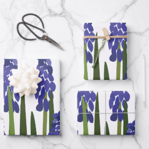 Grape Hyacinth Purple Blue Flower Floral Wrapping Paper Sheet