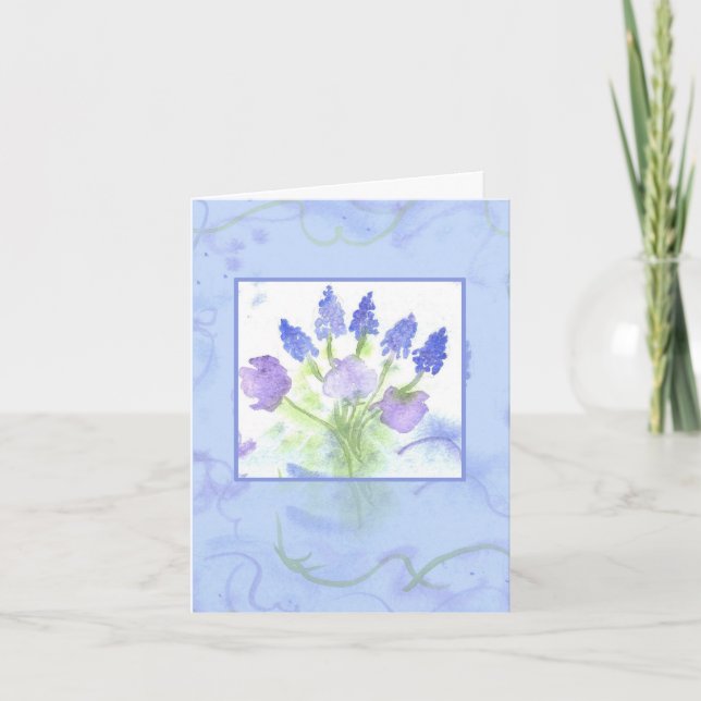 Grape Hyacinth Sweet Pea Watercolor Thank You (Front)