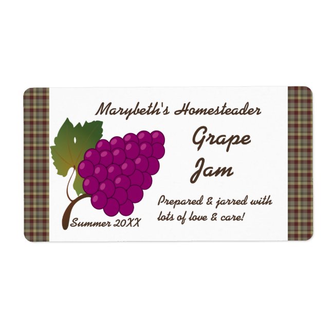 Grape Jam Jar Label (Customize) (Front)