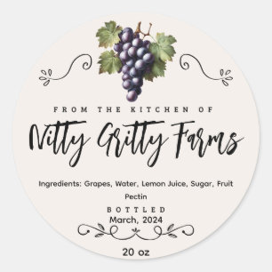 Grape Jam Jelly preserve Custom Canning Label