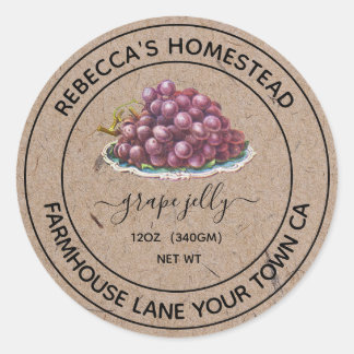 Grape Jelly Kraft Paper Canning Jar Labels