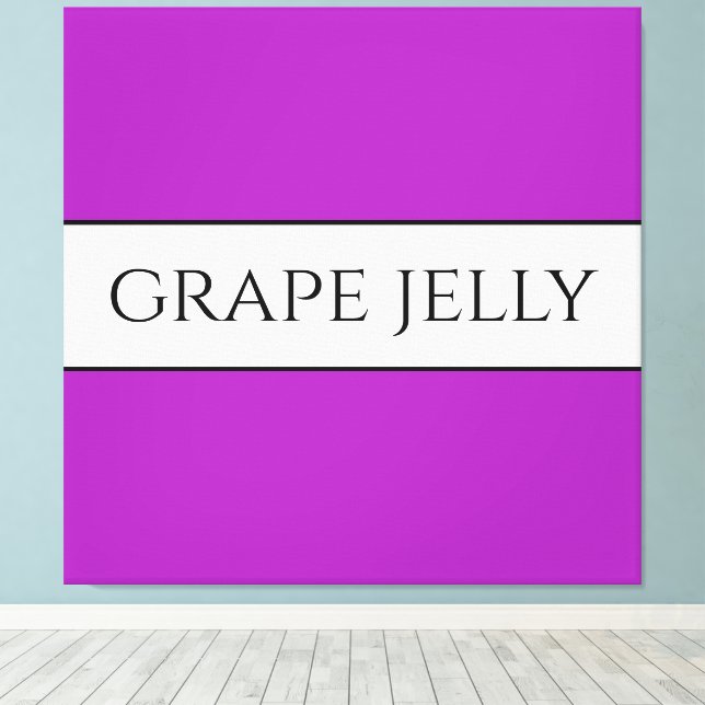 GRAPE JELLY Text Fun Bright Pink White Stripes Canvas Print (Insitu(Wood Floor))