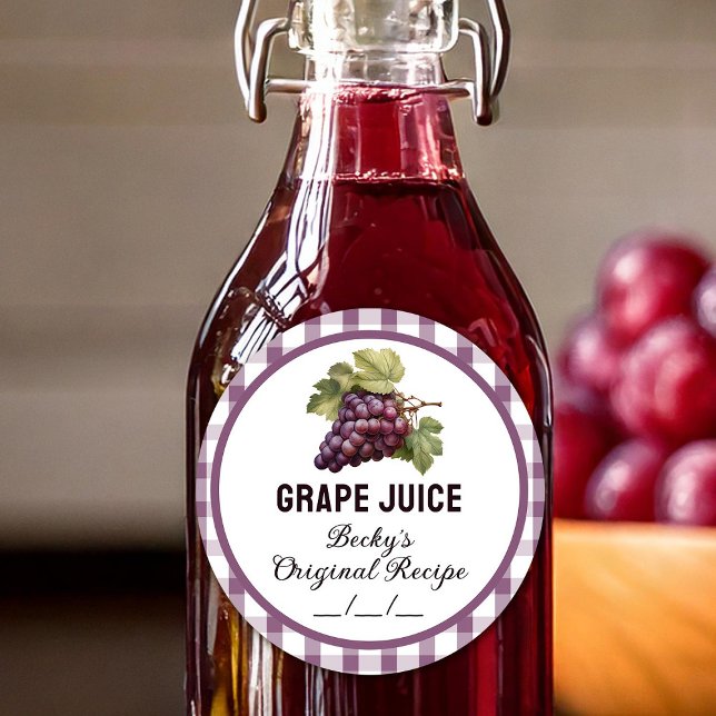 Grape Juice canning label with chequered design (Creator Uploaded)