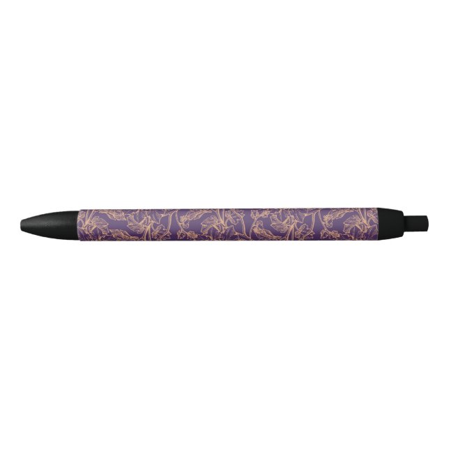 Grape Leaf Ornament Black Ink Pen (Front)