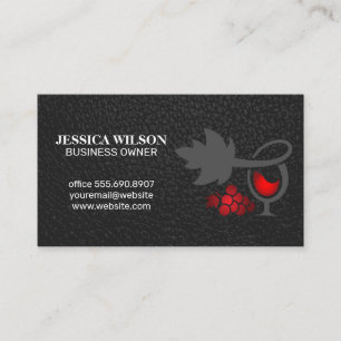 Grape Leaf Wine Grapes and Glass Business Card