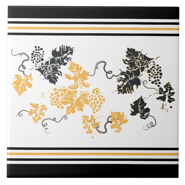 Grape Leaves Ceramic Tile (Front)