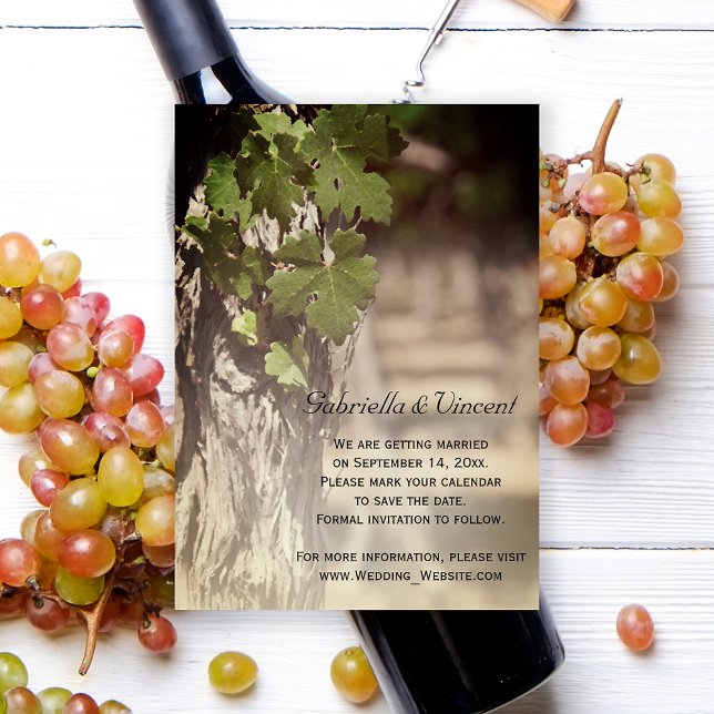 Grape Leaves Vineyard Wedding Save the Date Invitation (Creator Uploaded)