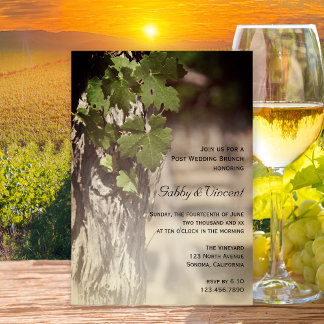 Grape Leaves Vineyard Winery Post Wedding Brunch Invitation
