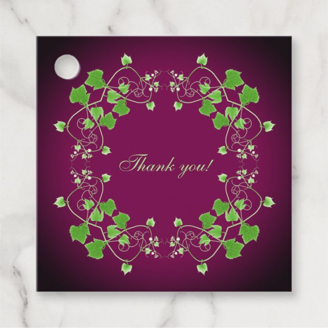 Grape Leaves Wine & Champagne Gift Favour Tag (Front)