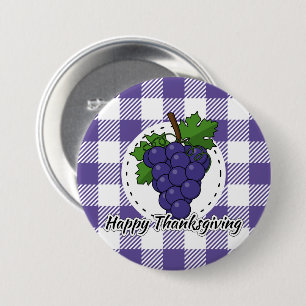Grape on Violet Plaid - Happy Thanksgiving 3 Inch Round Button