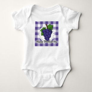 Grape on Violet Plaid - Happy Thanksgiving Baby Bodysuit
