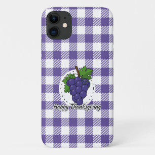 Grape on Violet Plaid - Happy Thanksgiving iPhone 11 Case