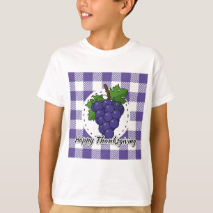 Grape on Violet Plaid - Happy Thanksgiving T-Shirt