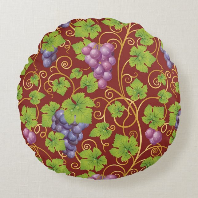 Grape Pattern Round Pillow (Front)