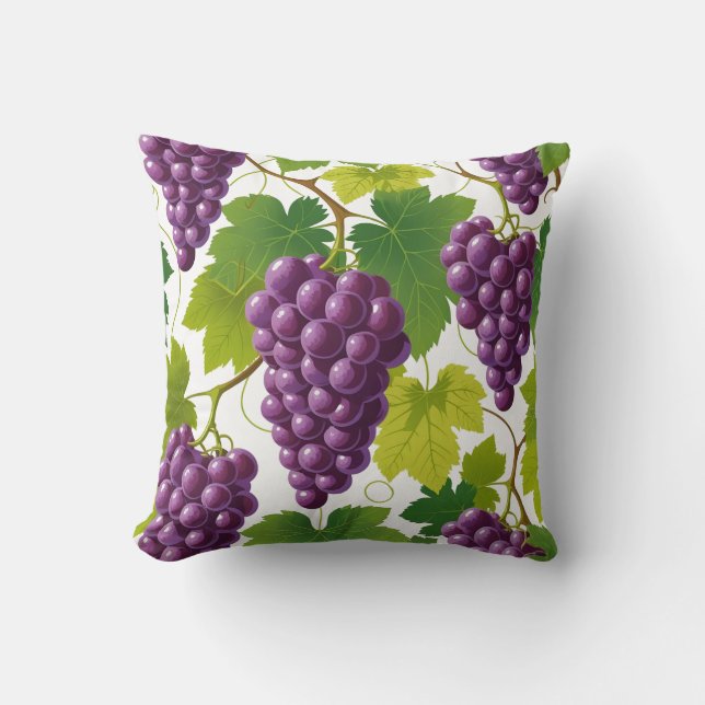 Grape Pattern Throw Pillow (Front)