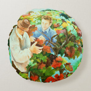 Grape Pickers 1996 Round Pillow