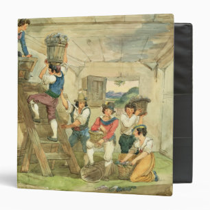 Grape-pickers carrying grapes to the press binder