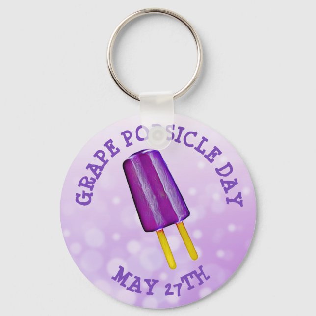 Grape Popsicle Day  May 27th Funny Food Holiday Keychain (Front)