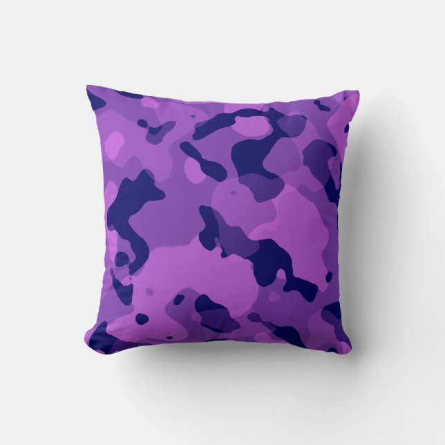 Grape Purple Camo; Camouflage Throw Pillow (Front)