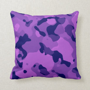 Grape Purple Camo; Camouflage Throw Pillow