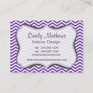 Grape Purple Chevron Stripes Business Card