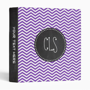 Grape Purple Chevron Stripes; Chalkboard look Binder