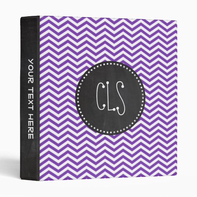 Grape Purple Chevron Stripes; Chalkboard look Binder (Front/Spine)
