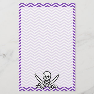 Grape Purple Chevron Stripes; Jolly Roger Stationery