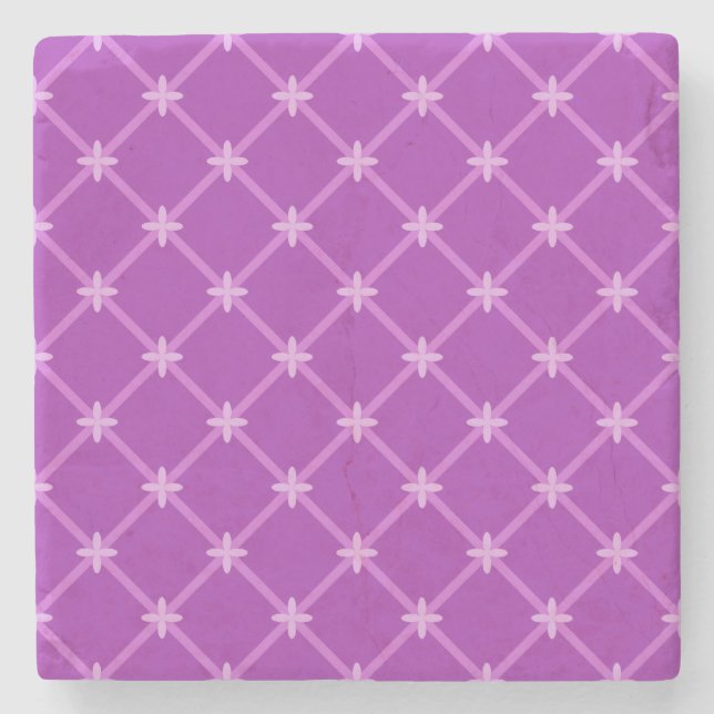 Grape, Purple Criss-Cross Pattern Stone Coaster (Front)