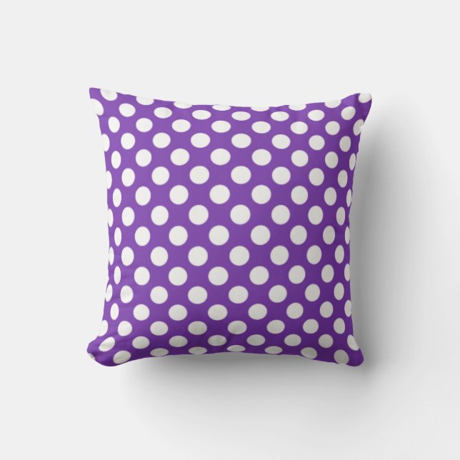 Grape Purple Polka Dots Throw Pillow (Front)