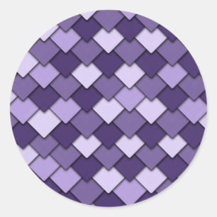 Grape Purple Square and Diamond Pattern Classic Round Sticker