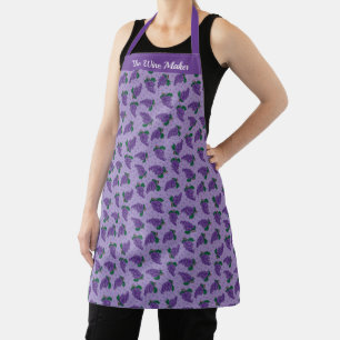 Grape Purple Stylized Illustration Pattern Apron