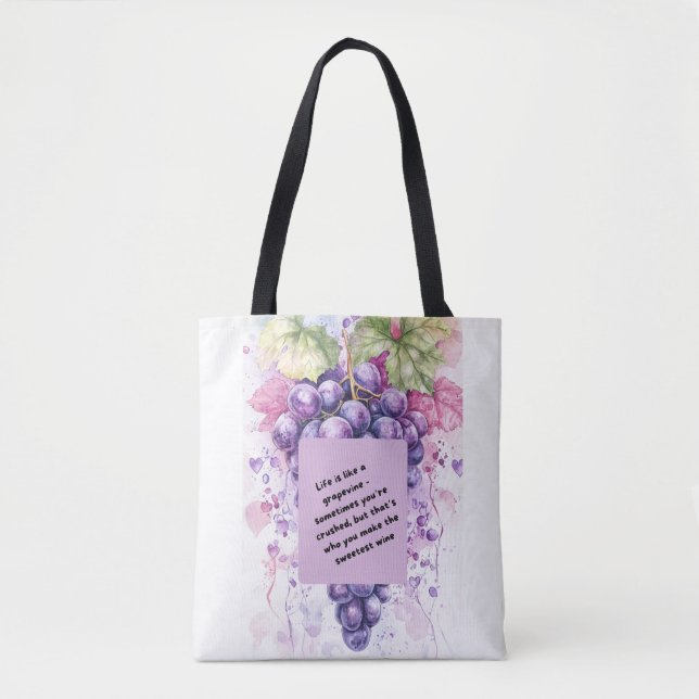 Grape Quote Tote Bag – Fresh & Inspirational  (Front)
