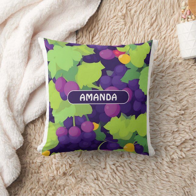 Grape Retro Colourful Personalized Pattern Throw Pillow (Blanket)