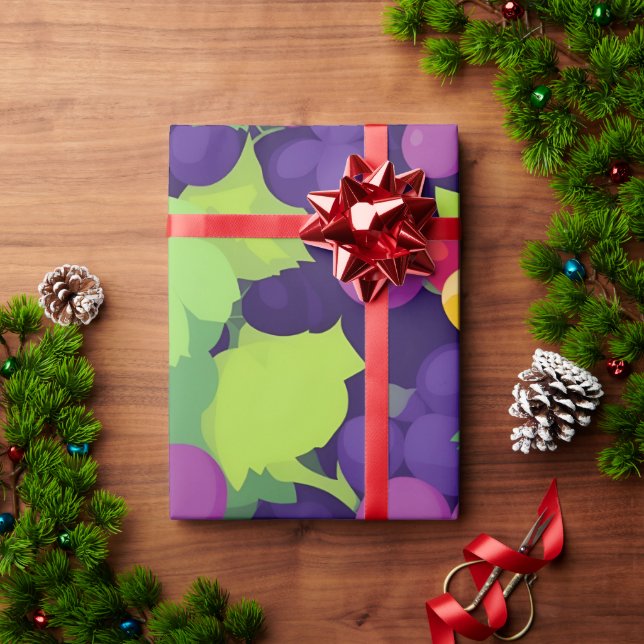 Grape Retro Colourful Personalized Pattern Wrapping Paper (Holiday Gift)