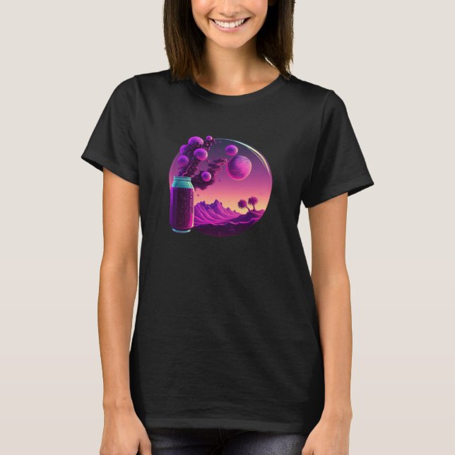 Grape Soda Synthwave 80s Retrowave Aesthetic T-Shirt (Front)