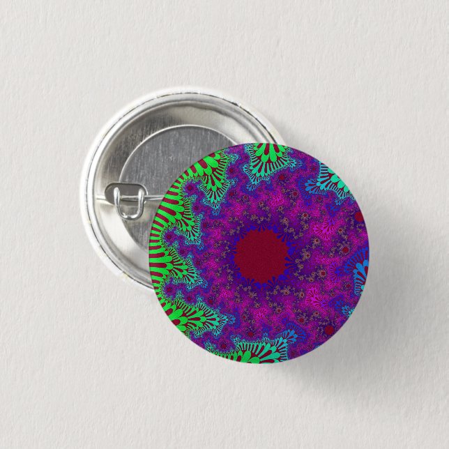 Grape Splash Sunburst 1 Inch Round Button (Front & Back)