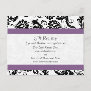 Grape Trim Black Damask Gift Registry Wedding Enclosure Card