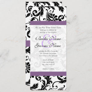 Grape Trim Black Damask Swirls Wedding Invitation