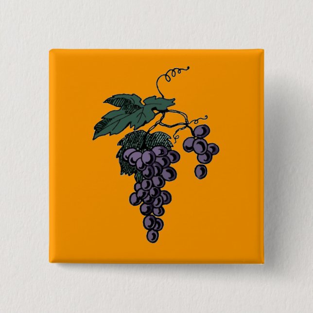 Grape Vine 2 Inch Square Button (Front)